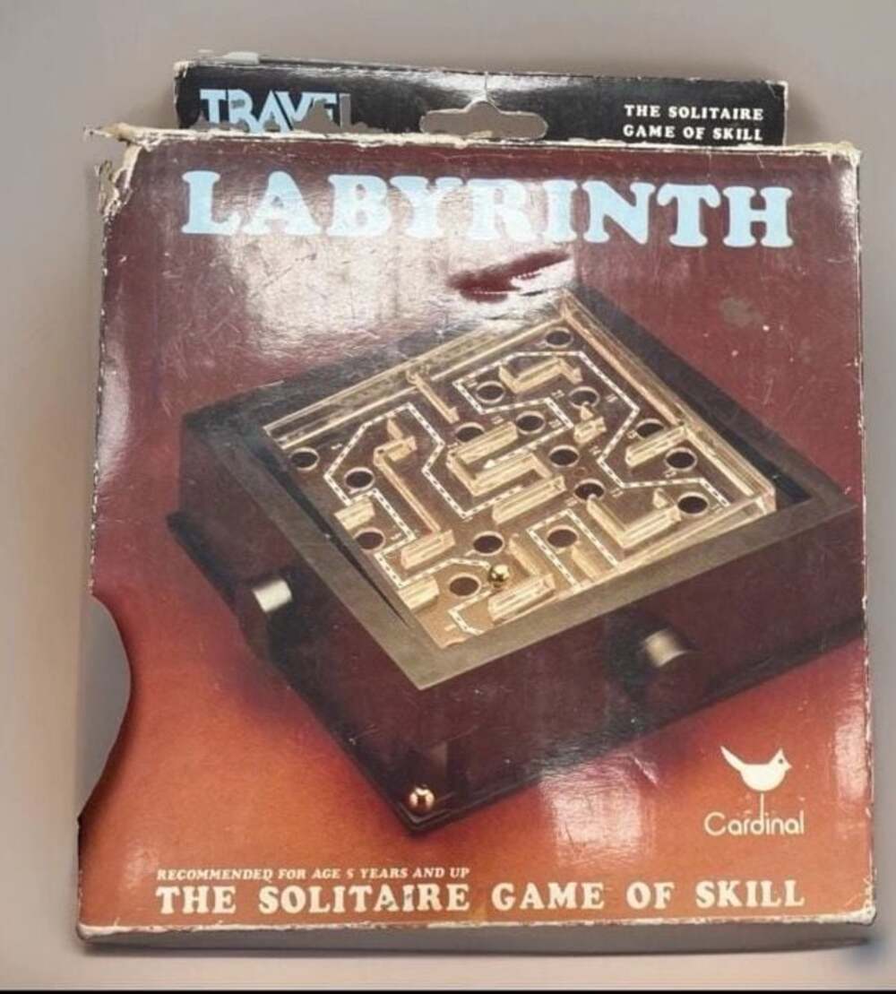 Vintage 1987 Cardinal Travel Labyrinth Maze Game Solitaire Skill 6x6 In Box